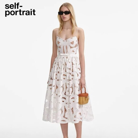 Self-Portrait❤ Embroidered sexy suspender dress